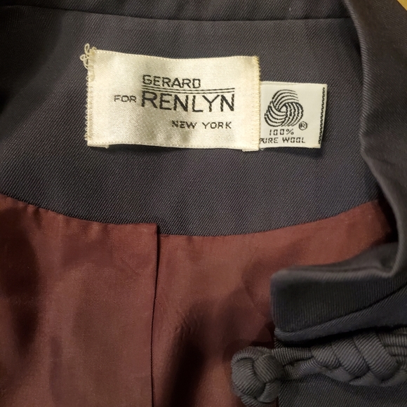 Vintage 100% wool blazer, dark grey-blue.  Size 6. - Picture 8 of 12